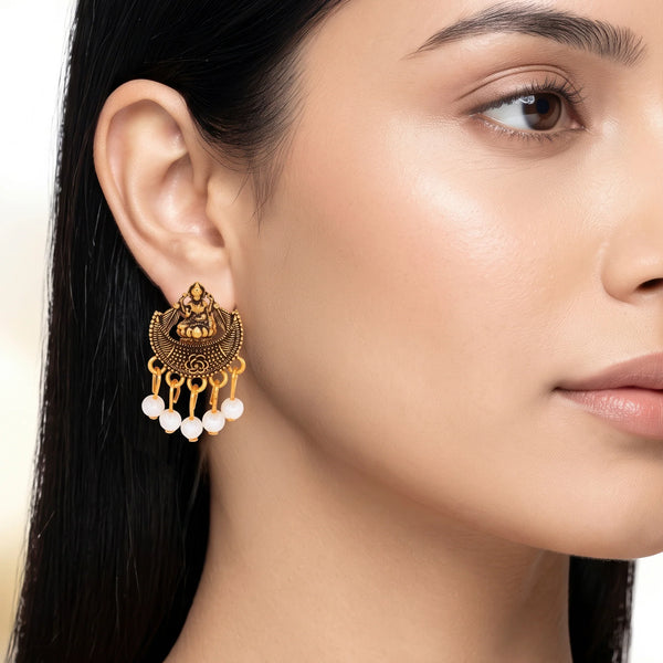 PAJURI Earrings Anti-Tarnish Lakshmi Lotus Studs