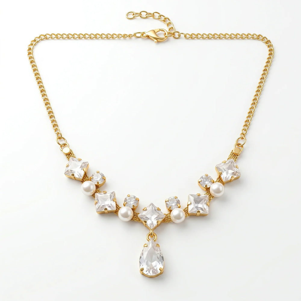PAJURI Necklace Anti-Tarnish Crystal Pearl Statement
