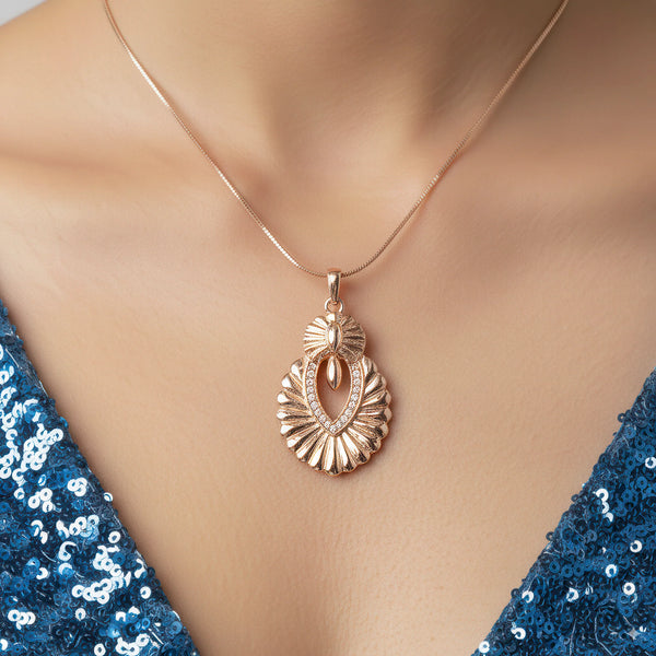 PAJURI Anti-Tarnish Ethnic Embossed Shell Crystal Studded Necklace Set with Earrings
