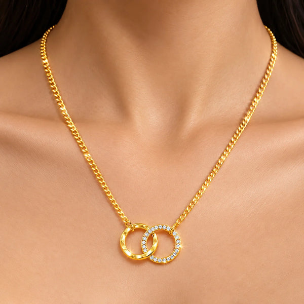 PAJURI Necklace Anti-Tarnish Interlocking Ring Pendant
