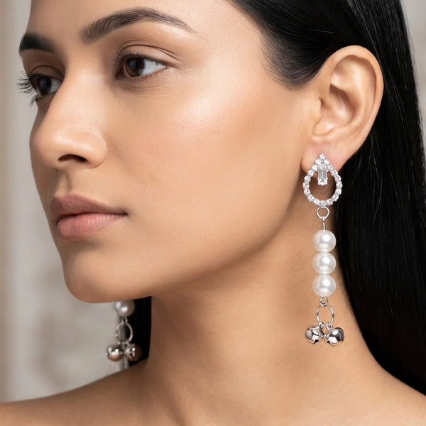 PAJURI Earrings Anti-Tarnish Pearl Bell Dangles