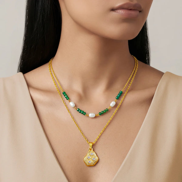 PAJURI Necklace Anti-Tarnish Pearls & Crystals