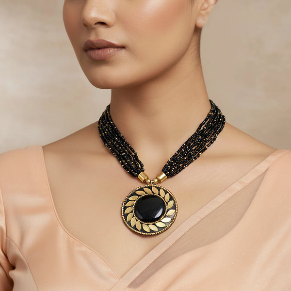 PAJURI Necklace Antique Charm Pendant In Black