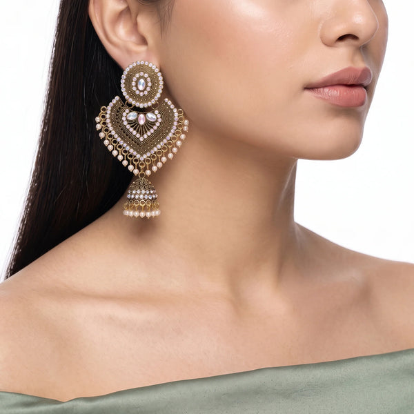 PAJURI Earrings Anti-Tarnish Antique Filigree Pearl Jhumka