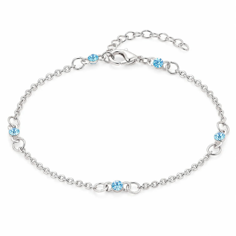 PAJURI Anklet Anti-Tarnish Blue Crystals