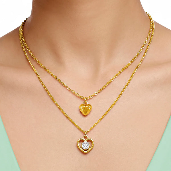 PAJURI Necklace Anti-Tarnish Gold Plated Layered Hearts