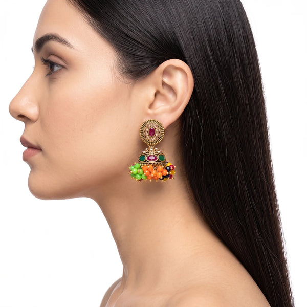 PAJURI Earrings Anti-Tarnish Antique Jhumka Dangles