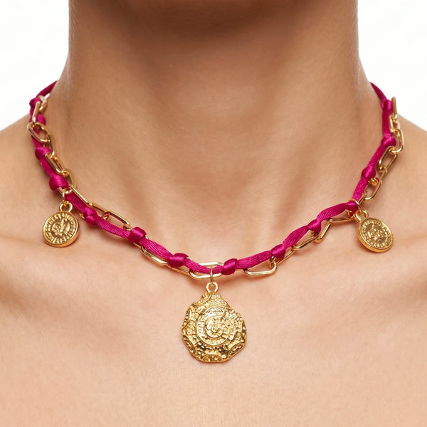 PAJURI Necklace Anti-Tarnish Golden Coin Pendant Cord