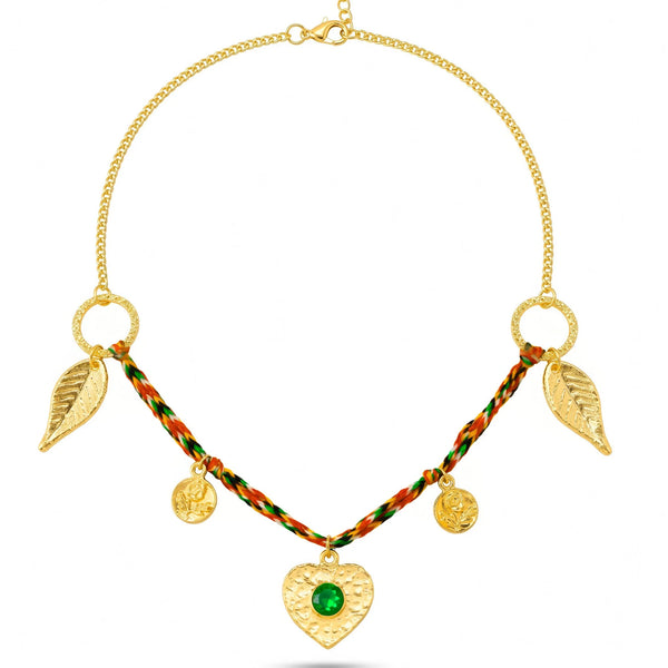 PAJURI Necklace Anti-Tarnish Multicolor Cord with Feather Pendant
