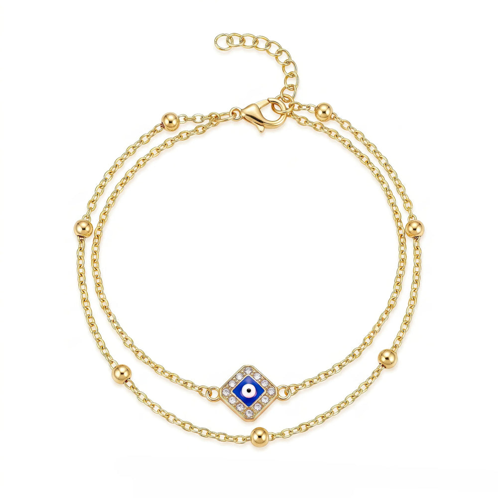 PAJURI Anklet Anti-Tarnish Layered Evil Eye