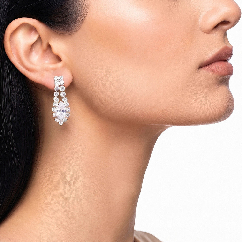 PAJURI Earrings Anti-Tarnish Marquise Crystal Dangles