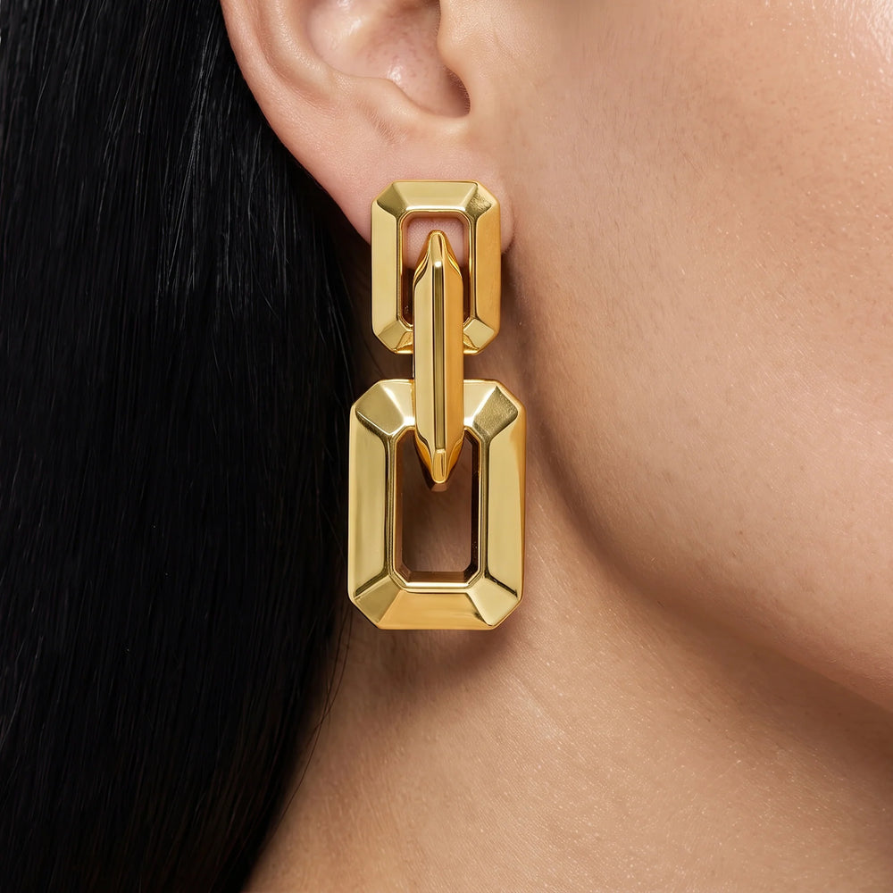PAJURI Earrings Geometric Link Dangles
