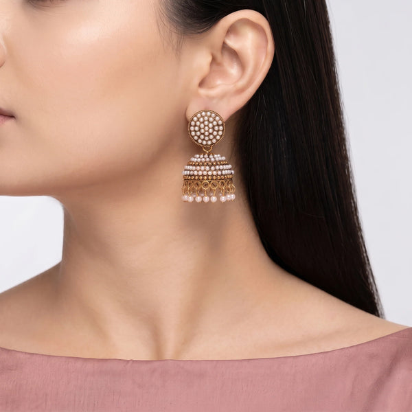 PAJURI Earrings Anti-Tarnish Traditional Pearl Jhumka