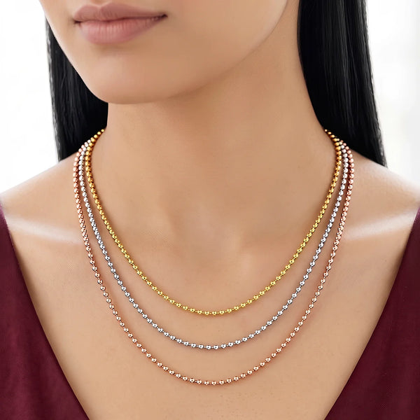 PAJURI Necklace Anti-Tarnish Gold, Rose Gold & Silver Triple Layer Chain Set