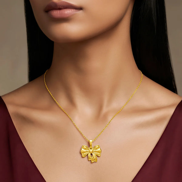PAJURI Necklace Anti-Tarnish Gold Plated Bow Pendant