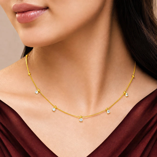 PAJURI Necklace Anti-Tarnish Gold Plated Square Crystal