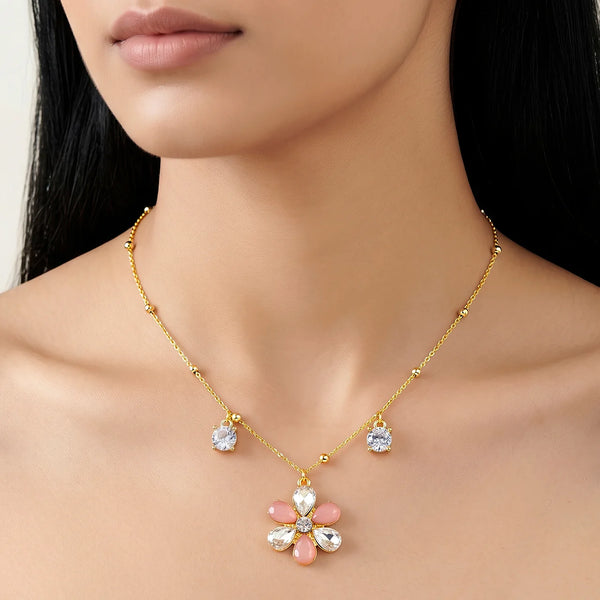 PAJURI Necklace Anti-Tarnish Crystal Flower Chain
