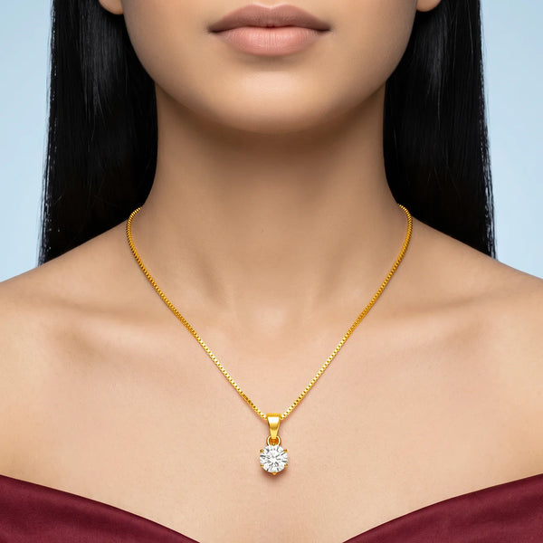 PAJURI Necklace Anti-Tarnish Gold Plated Chain With Solitaire