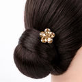 PAJURI Bun Pin Anti-Tarnish Smokey Topaz Crystal Flower