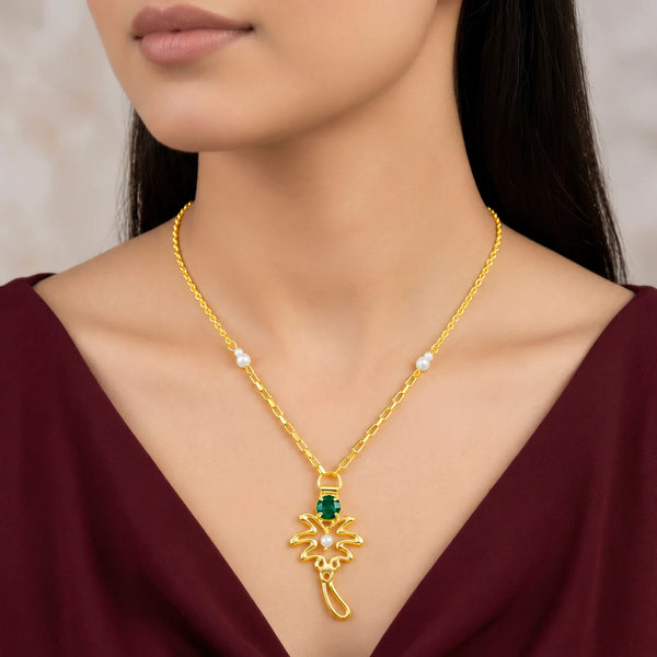 PAJURI Necklace Anti-Tarnish Gold Plated Chain Pendant Set