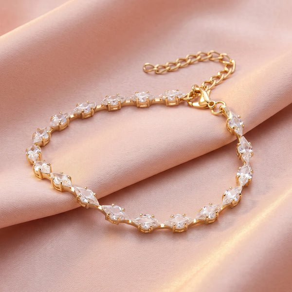 PAJURI Bracelet Anti-Tarnish Big Marquise Crystal (Adjustable Size)