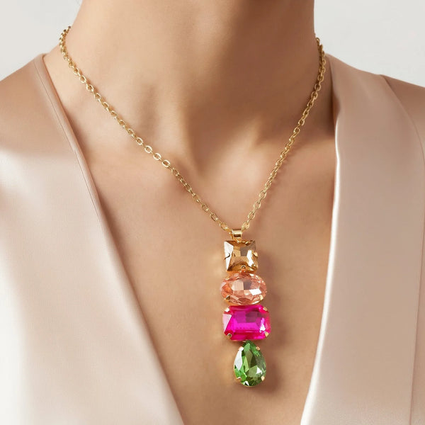 PAJURI Necklace Anti-Tarnish Multicoloured Crystals