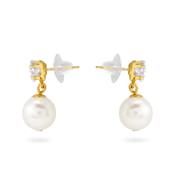 PAJURI Earrings Anti-Tarnish Trillion Crystal Pearl Dangles