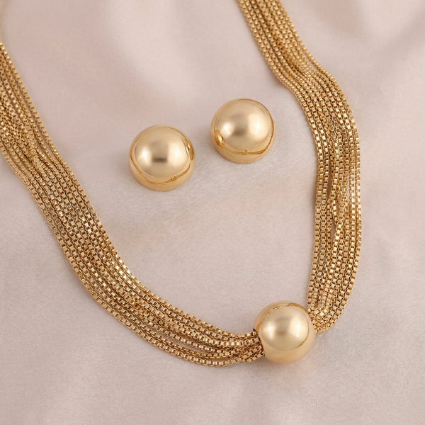 PAJURI Necklace Anti-Tarnish Gold Plated Box Chain Set With Earrings  Limited time deal