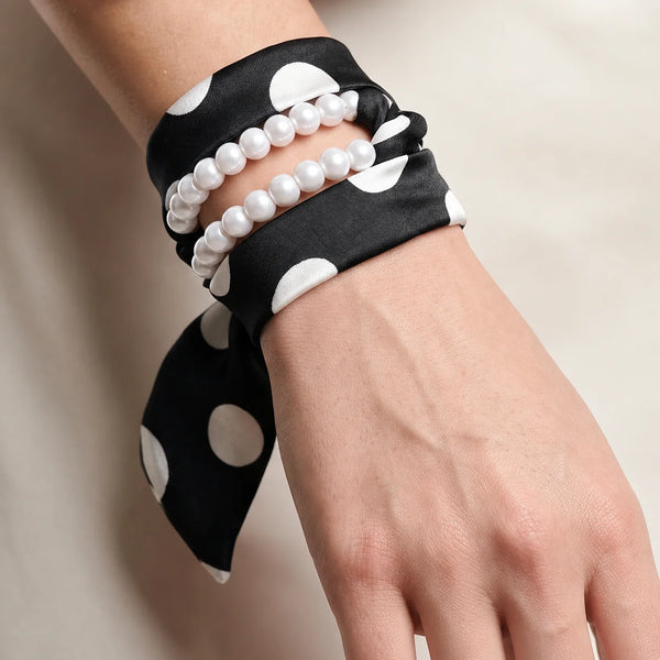 PAJURI 5-In-1 Satin & Pearl Necklace Cum Bracelet