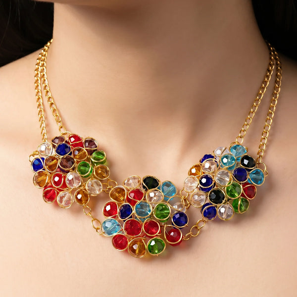 PAJURI Necklace Anti-Tarnish Handmade Multi-Color Crystal Beaded Choker
